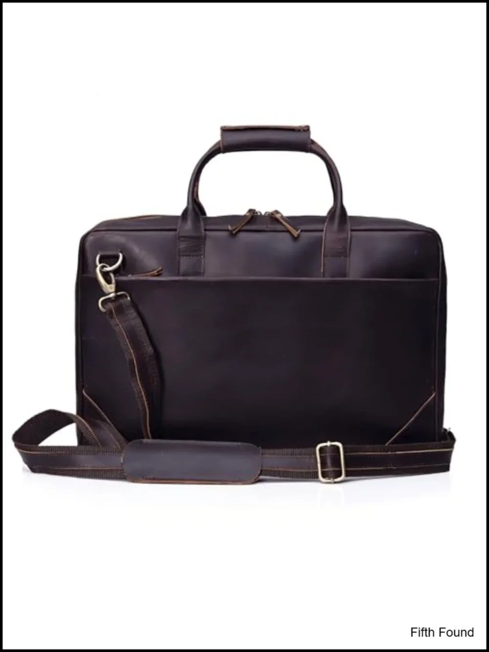 Full grain leather slim briefcase for men laptop messenger shoulder bag